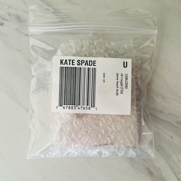 KATE SPADE NEW YORK Pave‎ Heart Stud Earrings, Rose Gold/Diamond Crystal, NWT - Picture 11 of 13
